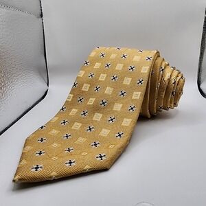 COUNTESS MARA Men's 100% Silk Necktie Designer Geometric Gold/Silver/Blue VGUC